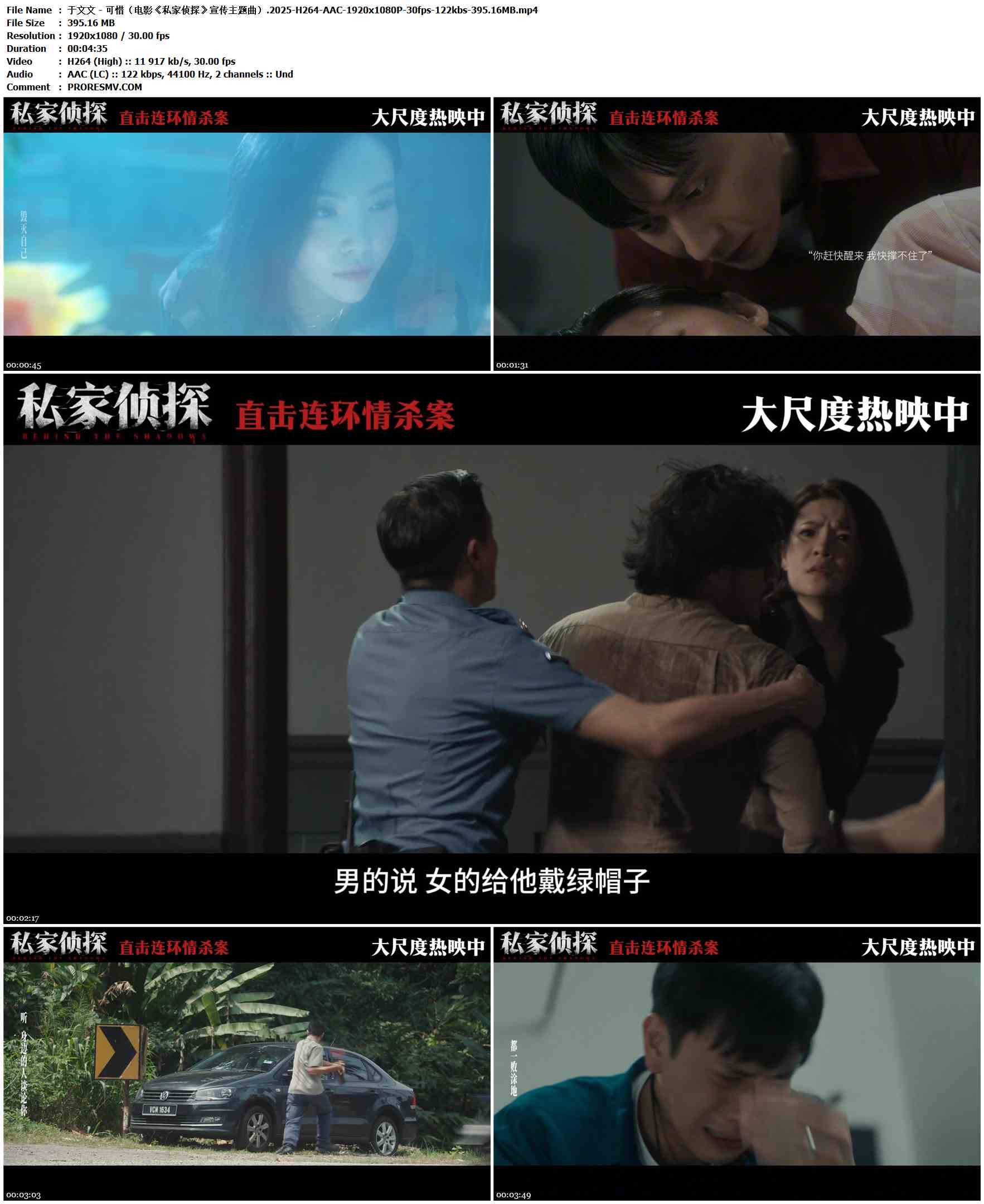 于文文 - 可惜（电影《私家侦探》宣传主题曲）.2025-H264-AAC-1920x1080P-30fps-122kbs-395.16MB官方MV_高清MV